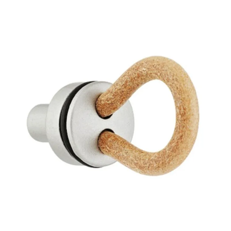 Uitverkoop Pomolo 105.96.190 per mobile, diametro incasso 7x10 mm, base 20 mm, Zama finitura Argento, Cuoio Naturale