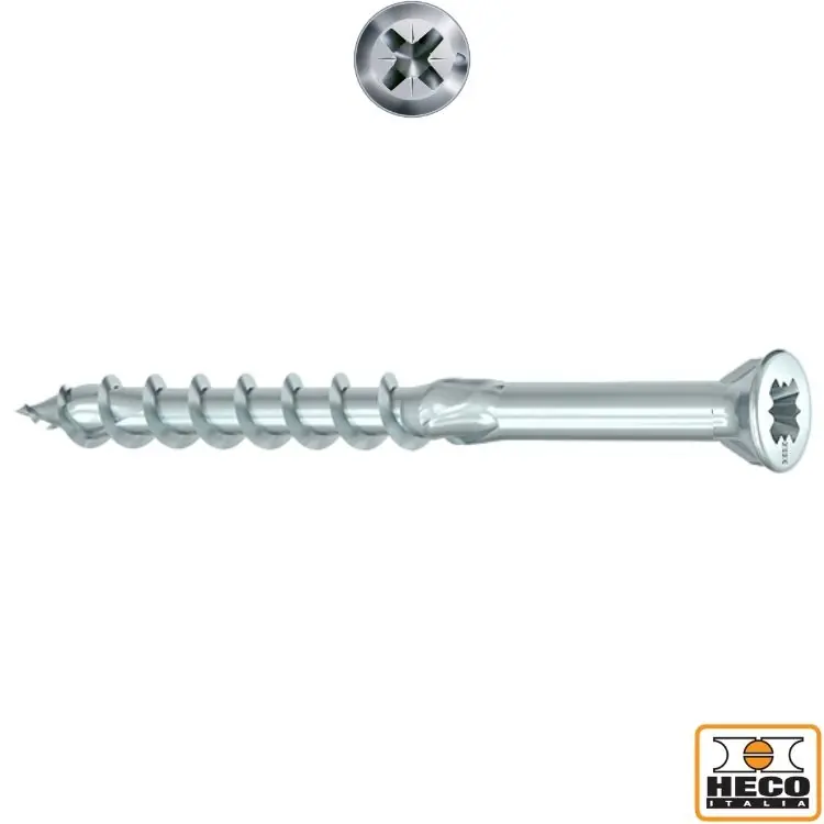 Vite TPSR 4x30 per serramenti in legno, impronta croce PZ 2, filetto parziale 23 mm, 240A Heco finitura Zinco Silver Lage Kosten