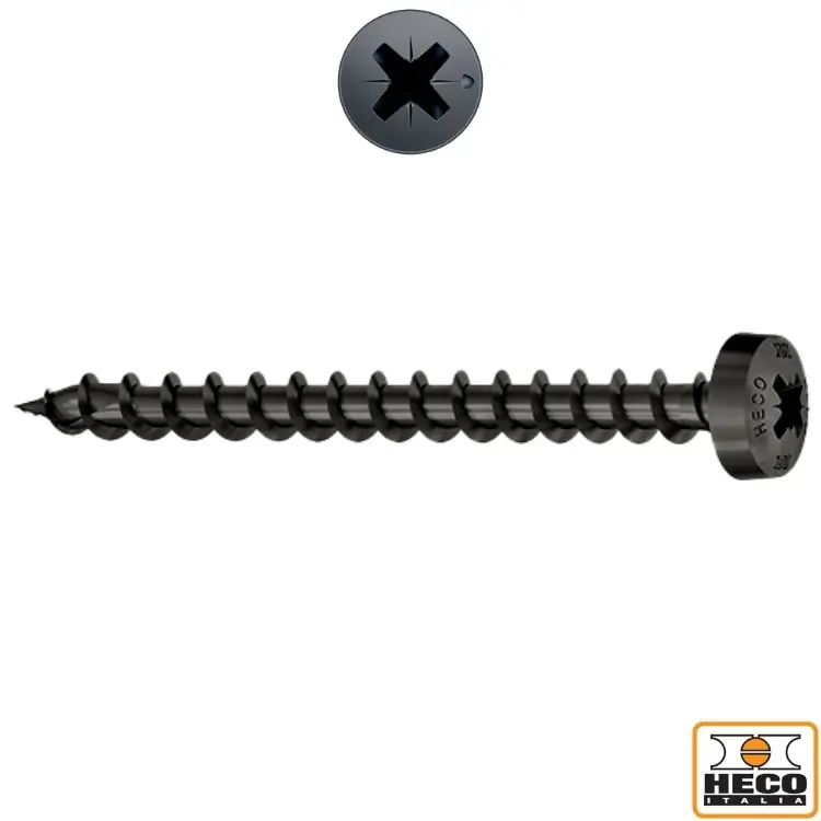 Vite TC 3,5x25 per legno, impronta croce PZ 2, filetto totale, 447A Heco finitura Zincato Nero Tijdelijk Beschikbaar