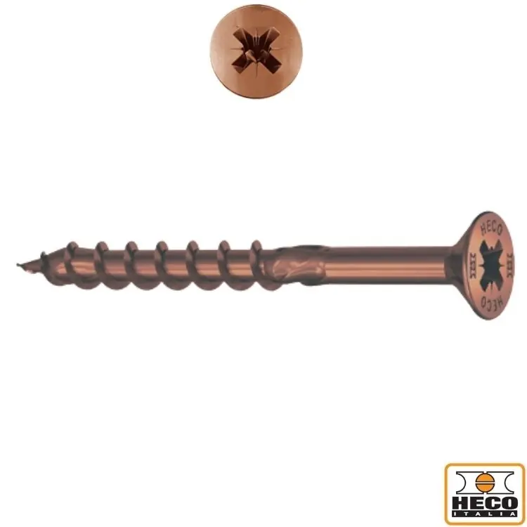 Finale Uitverkoop Vite TPS 4,5x50 per legno, impronta croce PZ 2, filetto parziale 30 mm, R40A Heco finitura Bronzo