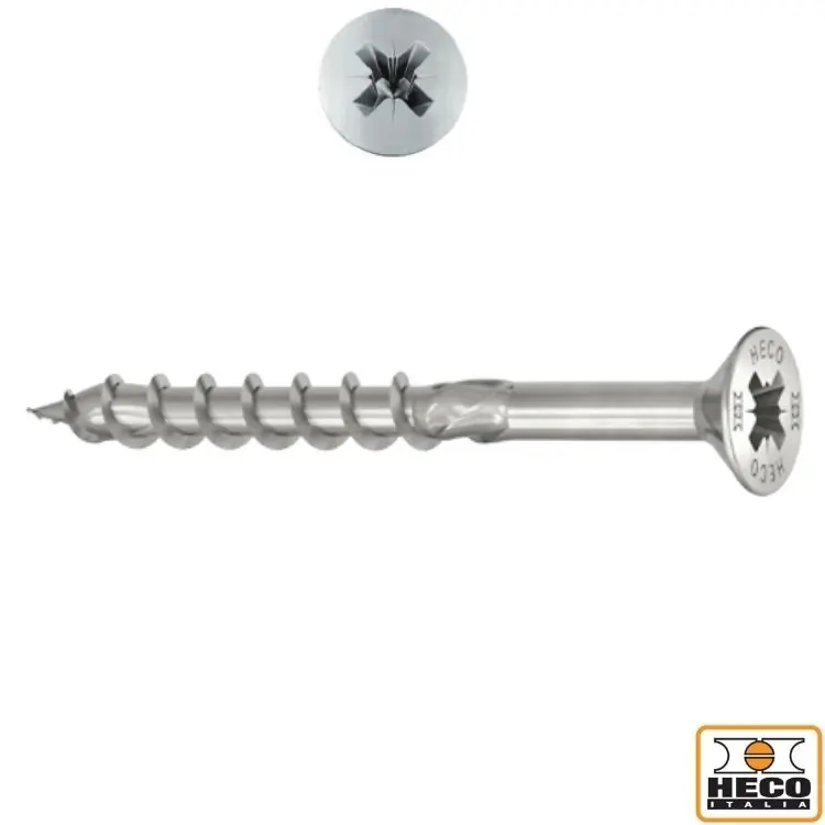 Actieprijs Vite TPS 4,5x50 per legno, impronta croce PZ 2, filetto parziale 30 mm, 440A Heco finitura Zincato Bianco