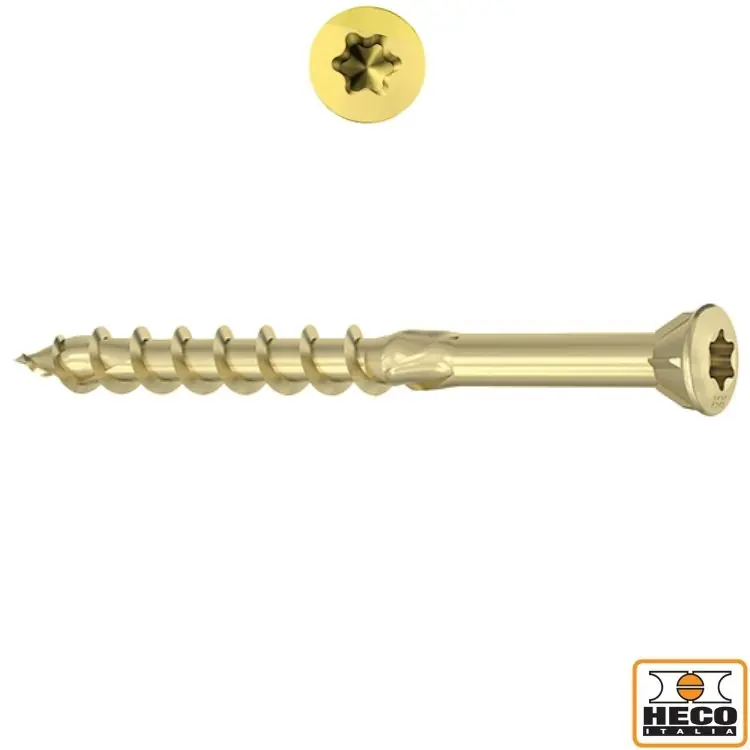 Fabrieksprijs Vite TPSR 3,5x35 per fermavetro, impronta TX 10, filetto parziale 21 mm, 330A Heco finitura Zincato Giallo