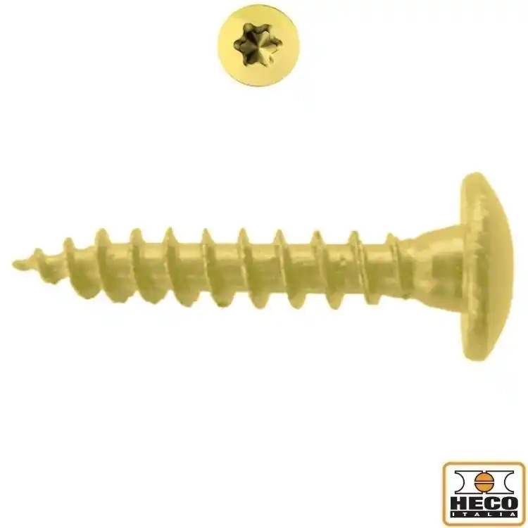 Bestseller Vite TFC 5,5x25 per serramenti in legno, impronta TX 30, filetto totale, 471A Heco, finitura Zincato Giallo