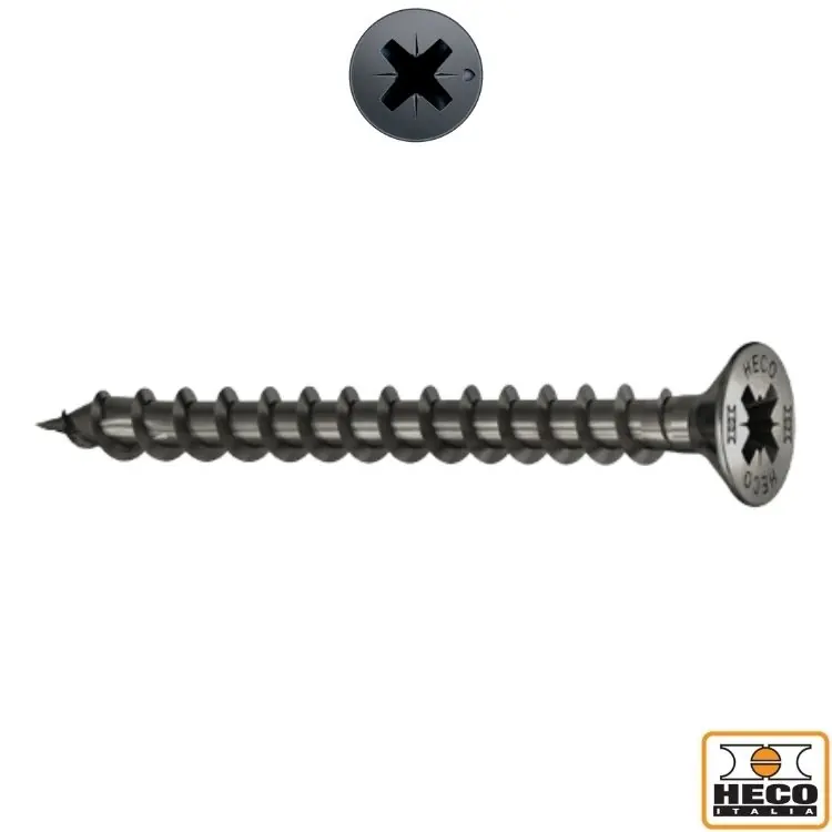 Vite TPS 4x25 per legno, impronta croce PZ 2, filetto totale, 440A Heco finitura Zincato Nero Nu Kopen