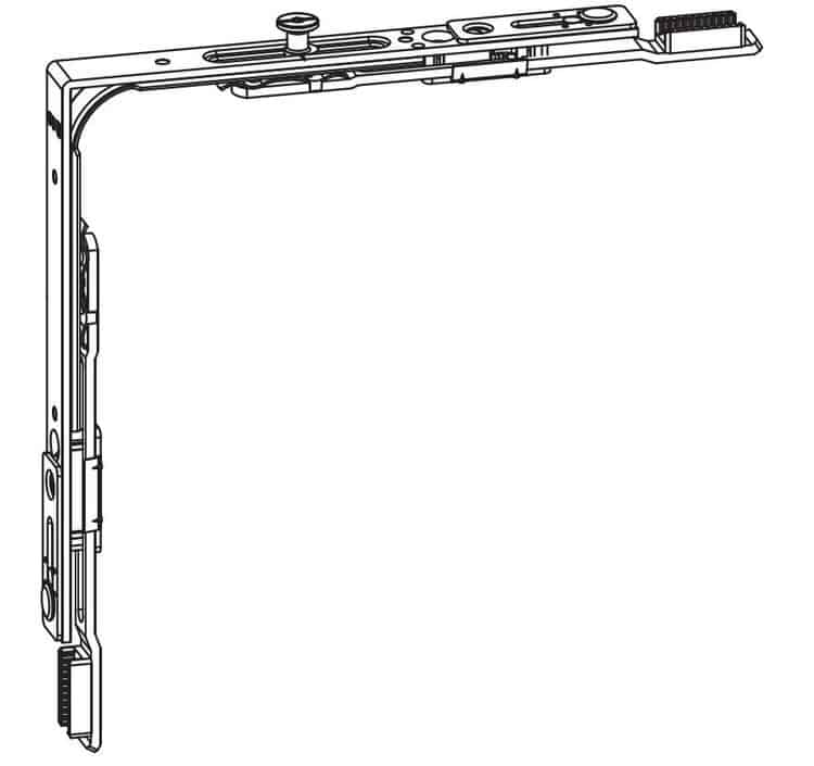 Movimento angolare G-U per anta e ribalta, dimensione 160x160 mm, 1 punto di chiusura, finitura Argento Exclusieve Aanbieding
