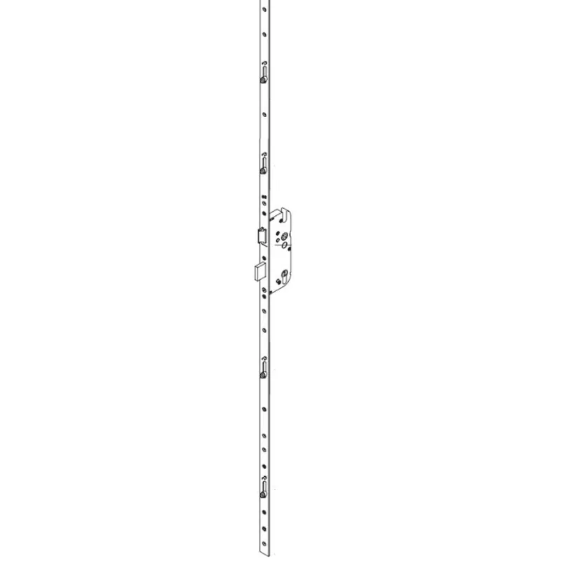 Serratura Multipunto Secury R4 G-U Italia per serramento, interasse 85 mm, foro yale entrata 45 mm, frontale 16x2400 mm, con 4 funghi, finitura Argento Actieprijs