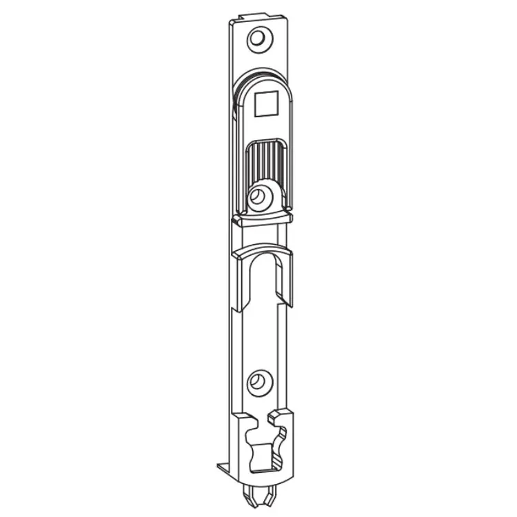 Catenaccio a leva inferiore G-U Italia per cava ferramenta, tipo Uni-Jet, canalino Euronut, lunghezza 150 mm, battuta 24x8 mm, in zama, finitura Argento Gratis Retour