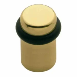 Fermaporta in ottone con guarnizione nera, diametro 28 mm, altezza 30 mm, Ottone finitura Lucido Verniciato Weekendaanbieding