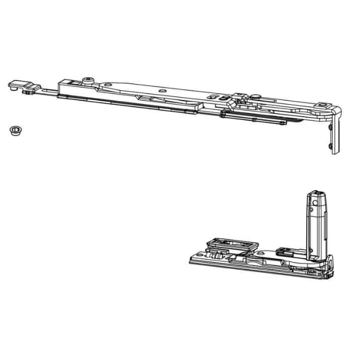 Kit Cerniera Braccio Futura 3D 170 Giesse, per anta a ribalta Sinistra, profilo CU, larghezza 430-640 mm, portata 170 Kg, Acciaio e Zama finitura Silver Snelle Levering