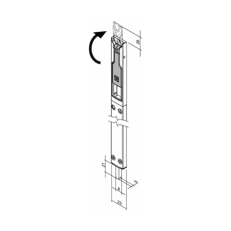 Beperkt Aanbod Catenaccio a leva Maya 02081 Giesse per porta con profilo, lunghezza 220 mm, spessore 8 mm, Zama finitura Bianco