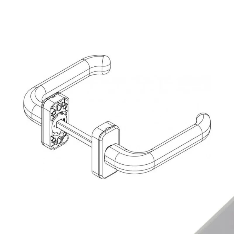 Actieprijs Maniglia Supermaster Giesse 02462 per porta, rosetta rettangolare, dimensione 65x31 mm, quadro 8 mm, Alluminio finitura Argento