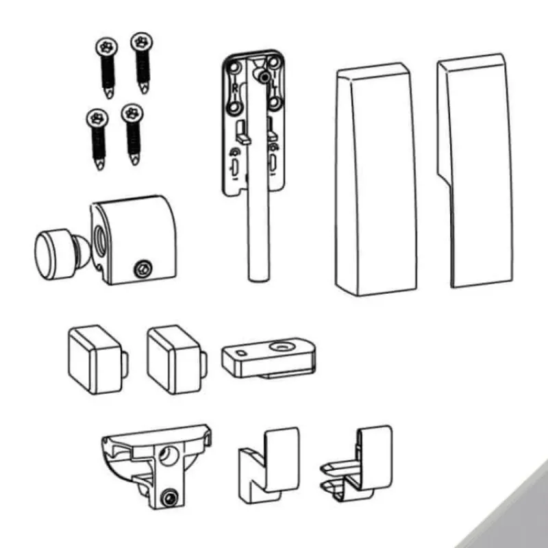 Superprijs Kit accessori 09775 Giesse per anta ribalta scorrevole GS1000, con rinforzi laterale, coperture e tappi, Plastica finitura Argento