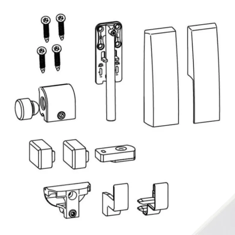 Kit accessori 09775 Giesse per anta ribalta scorrevole GS1000, con rinforzi laterale, coperture e tappi, Plastica finitura Bianco Hoge Kwaliteit