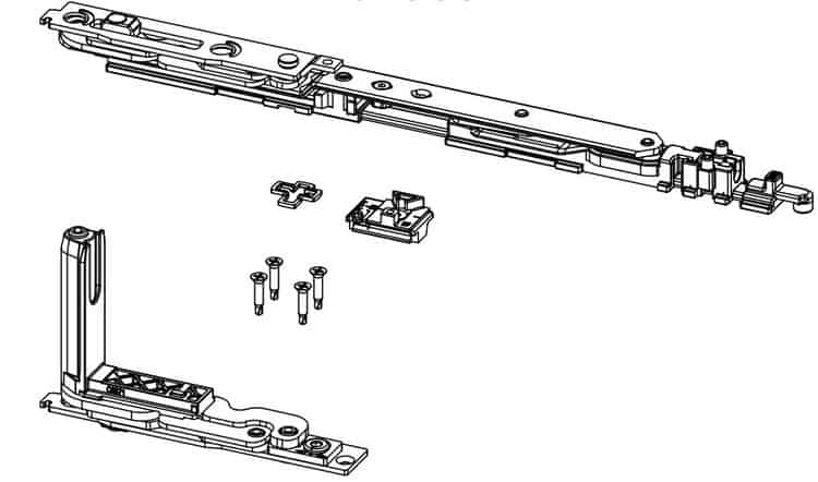Kit cerniera braccio Chic 3D 100 Giesse per anta a ribalta Sinistra, profilo CU, larghezza 470-700 mm, portata 100 Kg, Acciaio e Zama finitura Silver Hete Deal