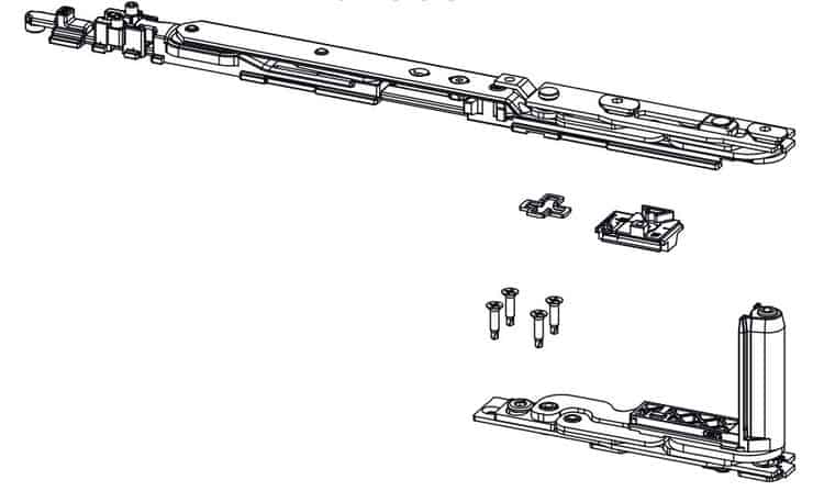 Beste Prijs Kit cerniera braccio Chic 3D 100 Giesse per anta a ribalta Destra, profilo CU, larghezza 470-700 mm, portata 100 Kg, Acciaio e Zama finitura Silver