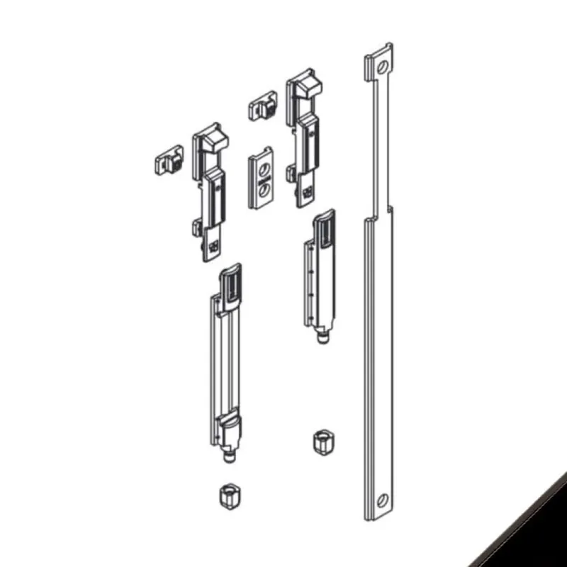 Kit catenacci Verticali Giap 04274 Giesse per anta secondaria, profilo CU, registrabile, Alluminio e Poliammide finitura Nero Express Levering