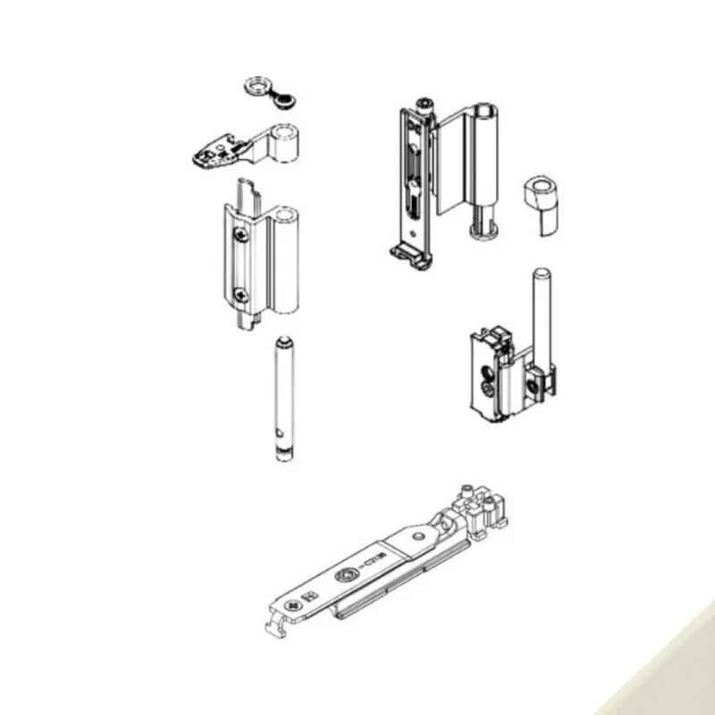 Actieprijs Kit cerniera Futura 3D 130 04771 Giesse per anta secondaria, profilo CU, Alluminio e Zama finitura Bianco Perla