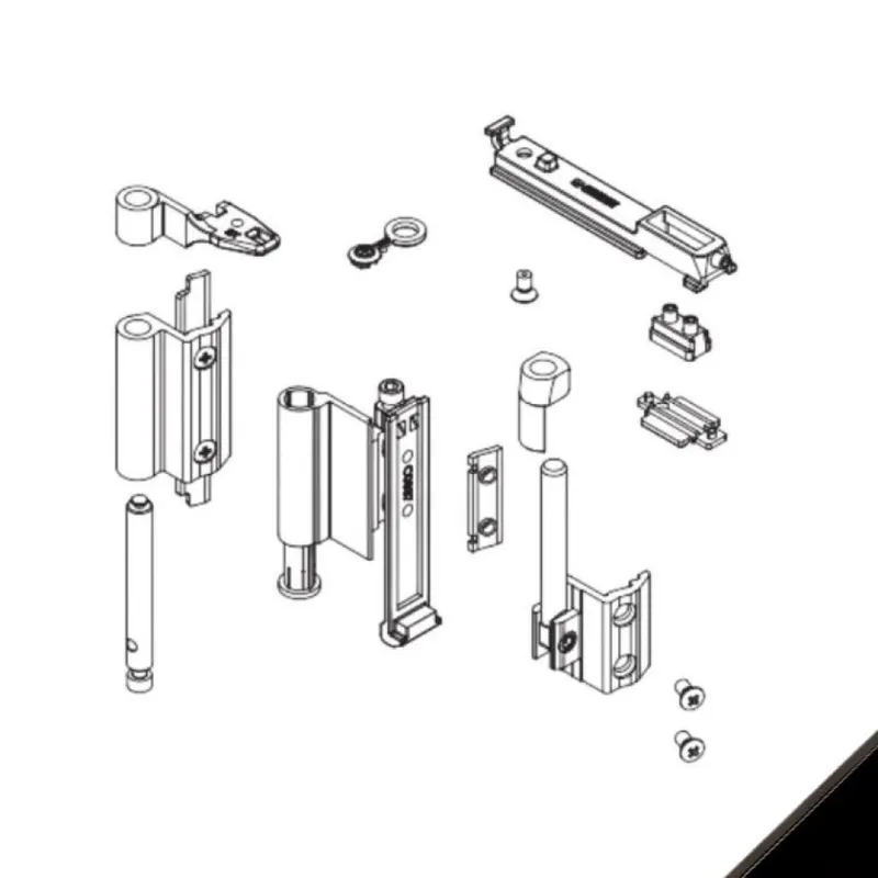Favoriet Kit cerniera Futura 3D 130 04715 Giesse per anta secondaria, profilo CU, Alluminio e Zama finitura Nero