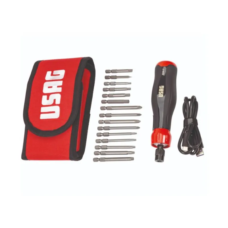 Weekendaanbieding Set giravite elettrico 324 XP/B16 Usag per vite, con astuccio, 16 inserti, ricaricabile con cavo USB