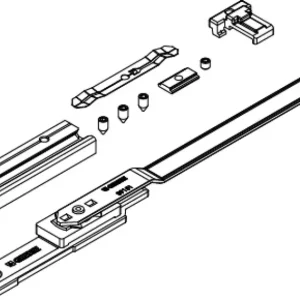 Braccio supplementare 04308K Giesse, per anta a ribalta maggiore di 1000 mm, profilo Erre 40, materiale Acciaio e Zama finitura Silver Koopje
