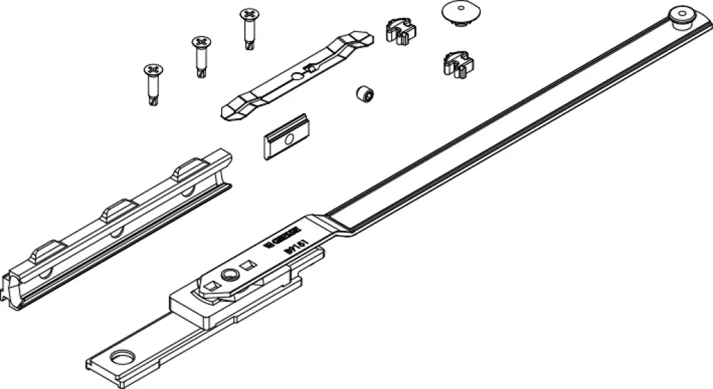 Braccio supplementare 04301K Giesse, per anta a ribalta maggiore di 1000 mm, profilo CU, materiale Acciaio e Zama finitura Silver Lage Prijs