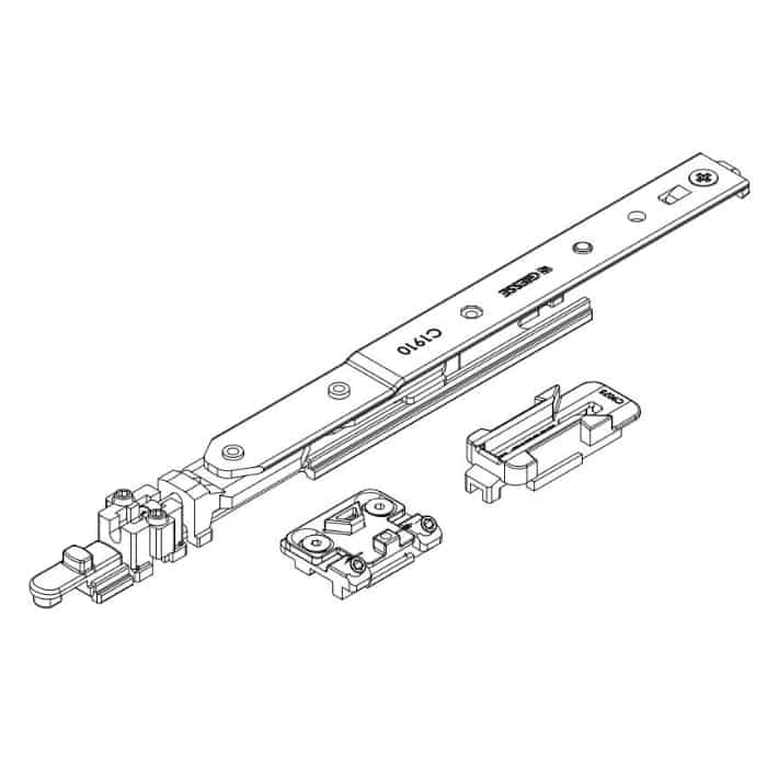 Braccio Futura 3D Giesse per anta a ribalta, profilo Erre 40, larghezza 425-580 mm, Acciaio e Zama finitura Silver Flitsaanbieding