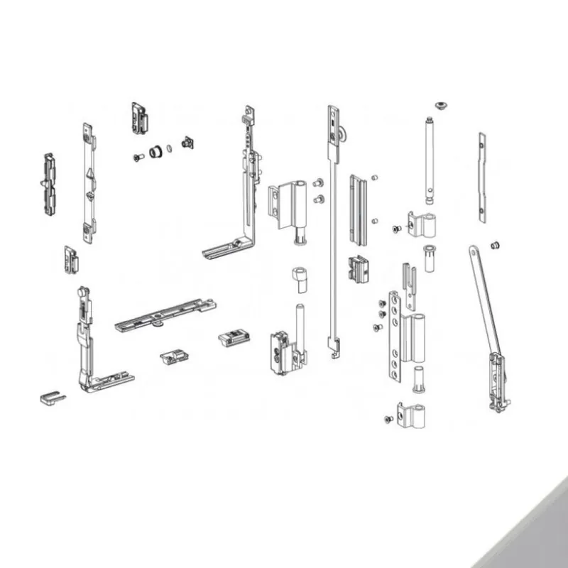 Weekendaanbieding Meccanismo Base 04671K Giesse per chiusura anta ribalta arco-fuori squadro, profilo CU, Alluminio e Zama finitura Argento