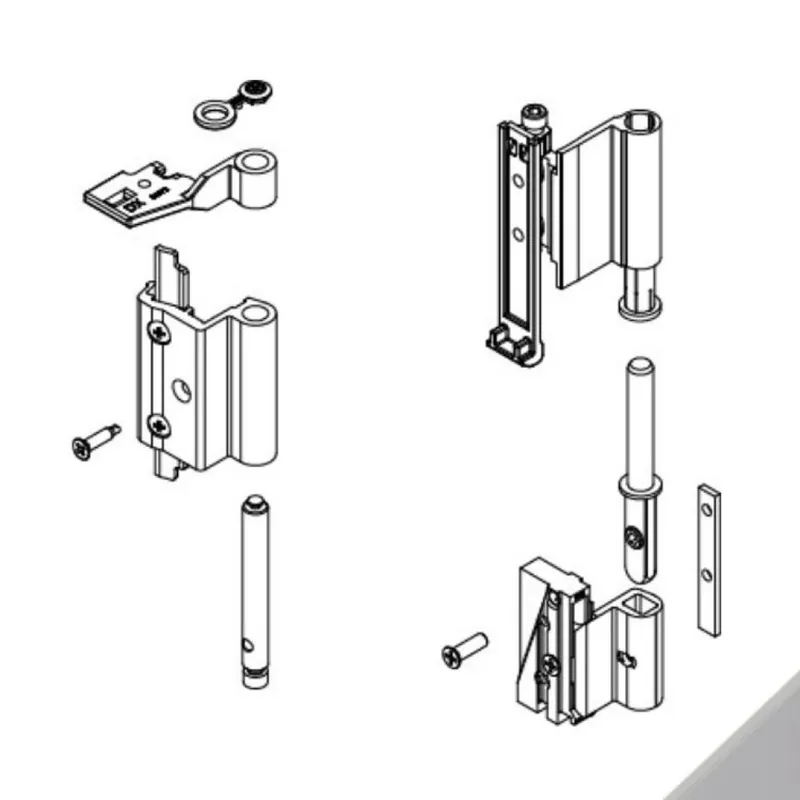 Kit Cerniere Futura 3D 110 04721 Giesse per anta a ribalta, profilo Erre 40, Alluminio e Zama finitura Argento Metalizzato Nieuw