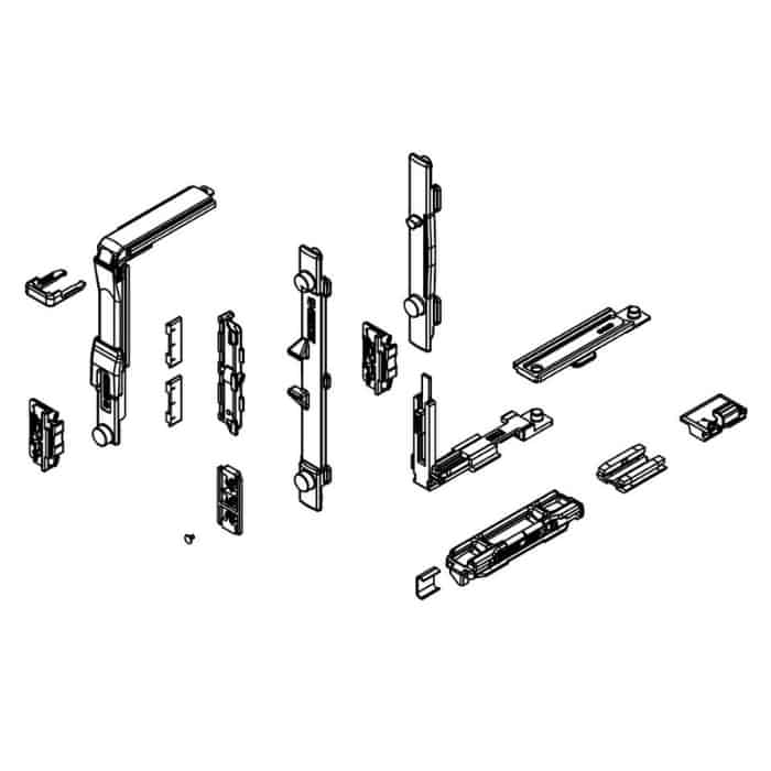 Meccanismo base Logica 04706N Giesse, per anta a ribalta, profilo CU, manovra Cremonese, portata 130 Kg, Acciaio e Zama finitura Silver Veilige Betaling