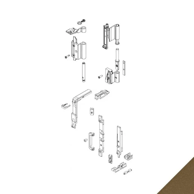 Kit cerniera Futura 110 04758 Giesse per anta a ribalta, profilo Erre 40, Alluminio e Zama finitura Euro Bronzo Actieprijs