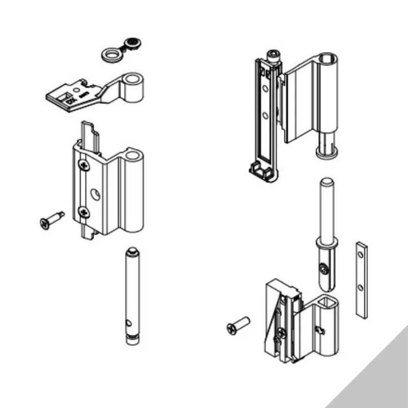 Finale Uitverkoop Kit cerniera Futura 110 R 04758 Giesse per anta a ribalta, profilo Erre 40, Alluminio e Zama finitura Argento