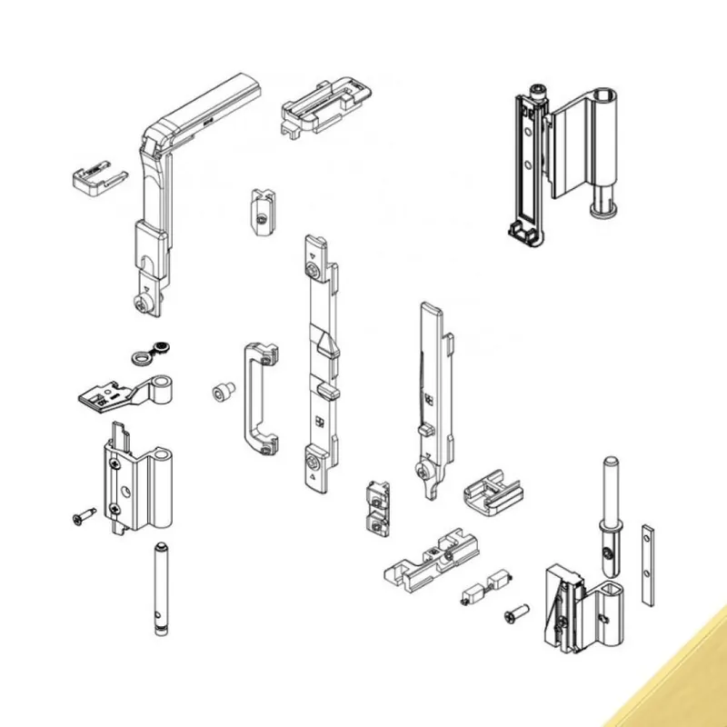 Koop Online Kit cerniera Futura 110 04758 Giesse per anta a ribalta, profilo Erre 40, Alluminio e Zama finitura Trend Oro