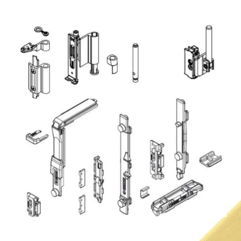 Kit cerniera Futura 3D 130 04751 Giesse per anta a ribalta, profilo CU, Alluminio e Zama finitura Trend Oro Beperkte Voorraad