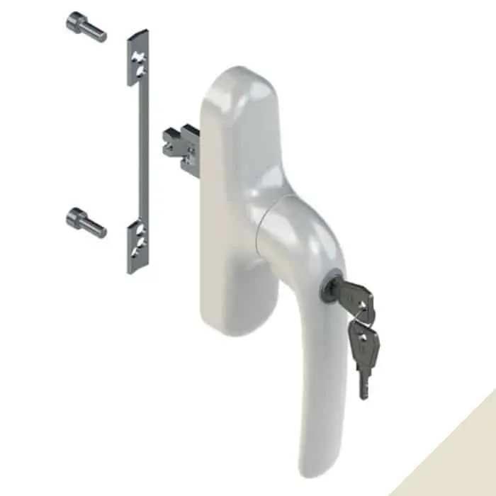 Cremonese Prima Key 01191 Giesse per anta e ribalta, con chiave, microventilazione, rotazione 180 gradi, Alluminio finitura Perla Speciale Aanbieding