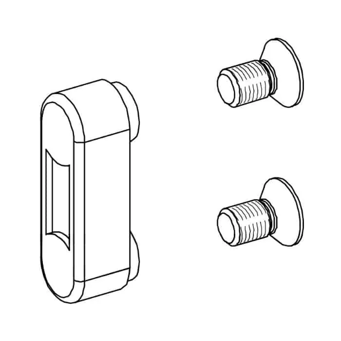 Elemento 02315 Giesse, per chiusura supplementare, profilo CU, interasse 20 mm, Nylon finitura Nero Bestel Nu
