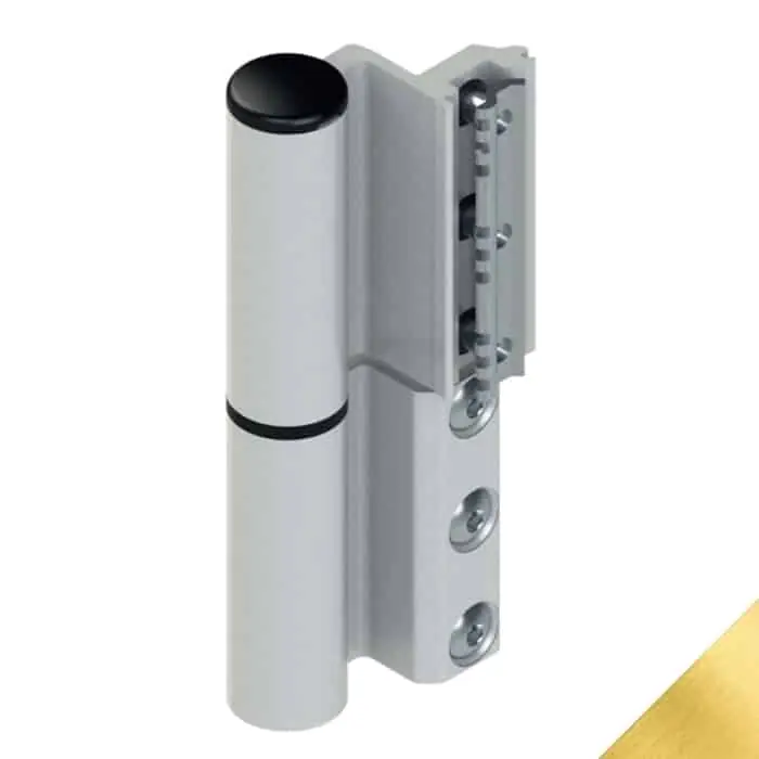 Cerniera Celera 00681 Giesse per serramento, profilo CU, registrabile, altezza 135,5 mm, portata 100-120 Kg, Alluminio finitura Oro Shop Nu